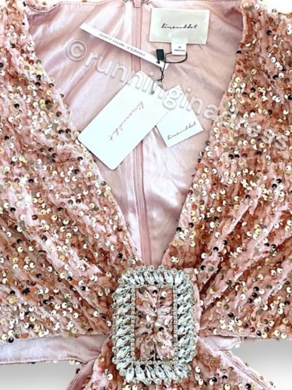 NWT Line & Dot Valeria Pink Sequin Cutout Mini Dress Medium Revolve - Picture 10 of 16